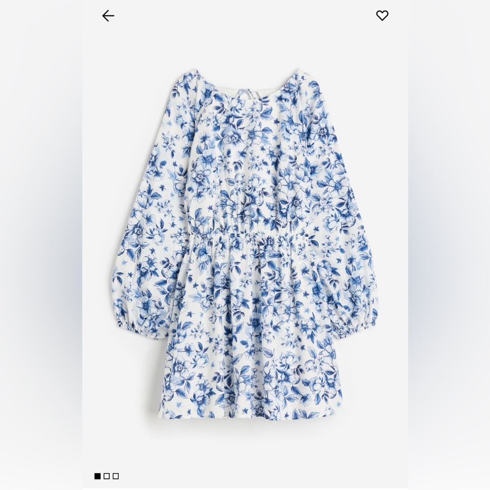 H&M BALLOON-SLEEVED OPEN-BACKED DRESS IN SIZE L